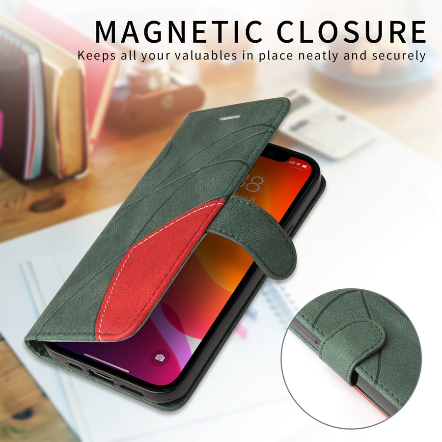Hautfreundliche Leder-Brieftasche als Schutzhülle für Xiaomi Poco X7 X6 X5 Pro 5G X4 GT X3 NFC M7 M6 M5S M4 4G M3 mit Kartenfächern und Standfunktion in Blau und Grün - Bild 5