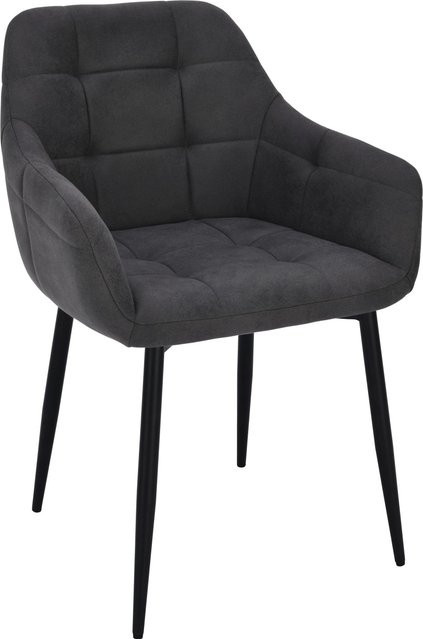 Mömax Armlehnstuhl Nino in Grau mit Microfaser-Bezug und Holz-Metall-Gestell für das Esszimmer - Bild 1