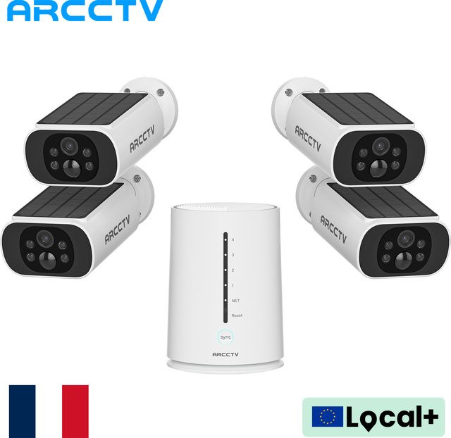 ARCCTV 4MP Solar Wifi Kamera Set mit HD-Außenkamera, humanoider Erkennung, Sirene, Alarm und Zwei-Wege-Audio in Weiß - Bild 1