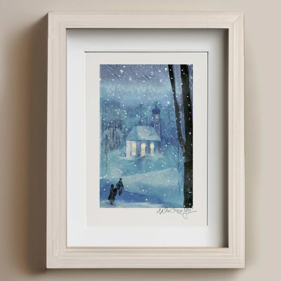 Kunstdruck Winternacht Abstract Blue Paper Poster A4 - Bild 2