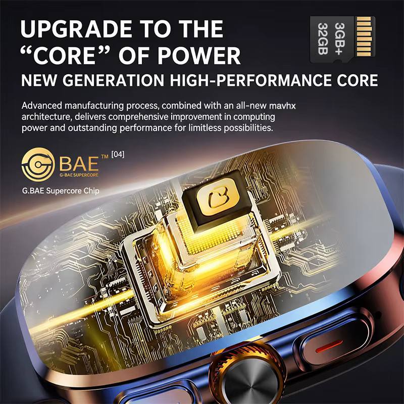 GUHUAVMI Android Smartwatch in Gold mit 32GB Speicher, WiFi 5G, Videoanruf, GPS, Google Maps und AMOLED Display sowie 2100mAh Akku - Bild 5