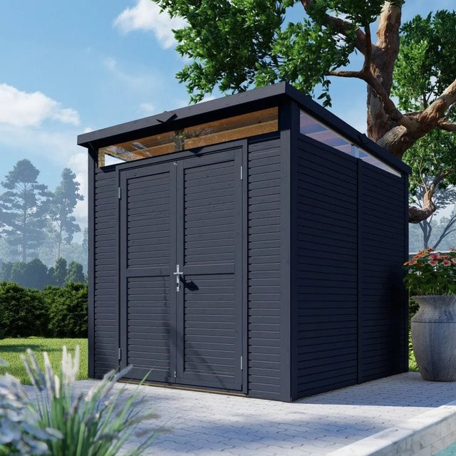 Bertilo Gartenhaus Woodline Pent in Anthrazit aus FSC-zertifiziertem Holz mit Elementbauweise, B/T/H: 234 x 226 x 232 cm - Bild 1