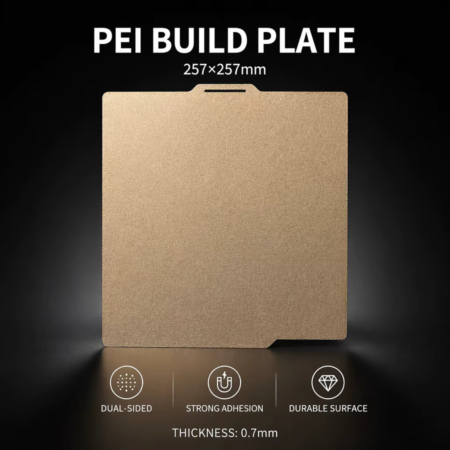 Bambu Lab PEI Textur-Bauplatte für X1, P1P und P1S 3D-Drucker, doppelseitige Federstahlplatte, Farbe: Gold, Breite: 25,7 cm, Tiefe: 25,7 cm - Bild 2
