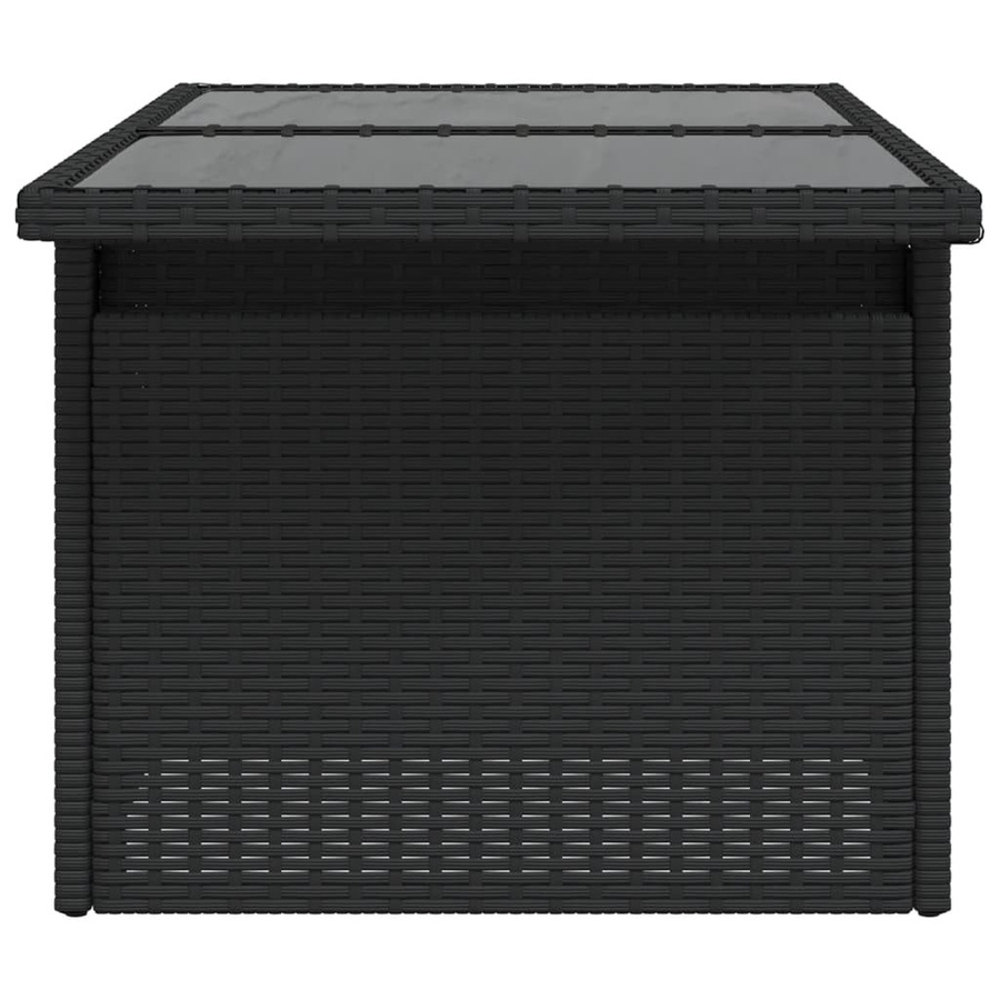 vidaXL Gartentisch aus PE-Rattan mit Hartglasplatte in Schwarz, B/T/H: 100 x 55 x 73 cm - Bild 4