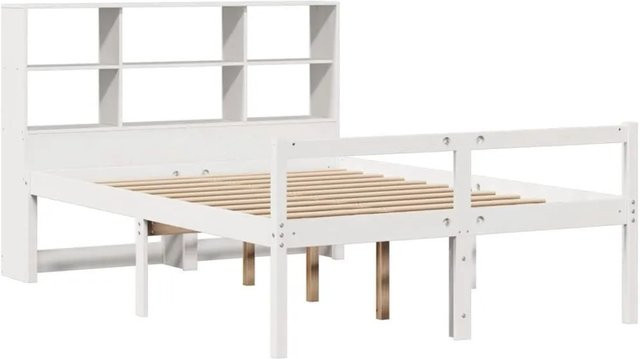 vidaXL Massivholzbett aus Kiefer mit Regal in Weiß, B/T/H: 160 x 200 x 110 cm - Bild 1