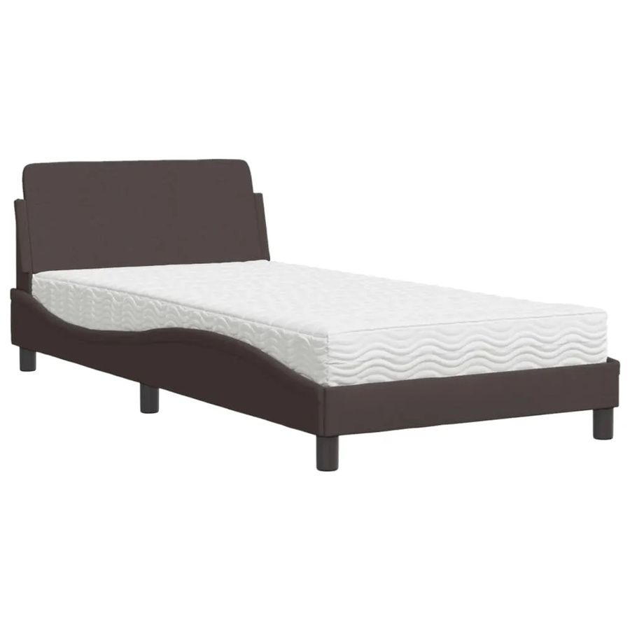 vidaXL Bett mit Matratze aus Stoff und Kiefernholz in Braun, B/T: 100 x 200 cm - Bild 2