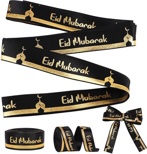 CYZIWEIN Geschenkband Eid Mubarak aus Polyester in Weiß für Ramadan und islamische Festlichkeiten, 2m oder 4m Länge - Bild 1