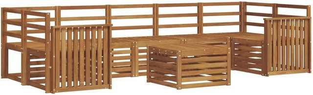 vidaXL Sofagarnitur 8-teilig aus Massivholz Akazie in Natur Braun im U-Shape Design - Bild 1