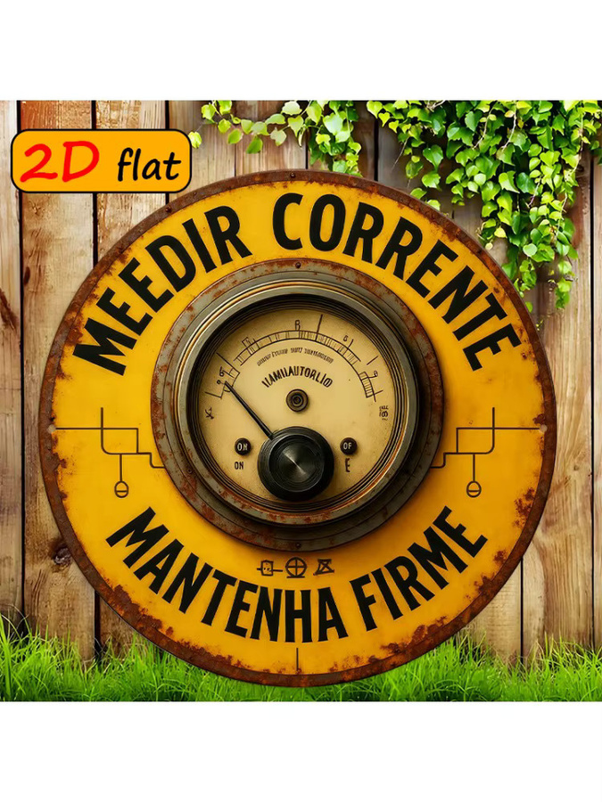 CIFBUY Vintage Aluminium Wandkunst Amperemeter-Schild in Gelb, Durchmesser: 20 cm - Bild 6