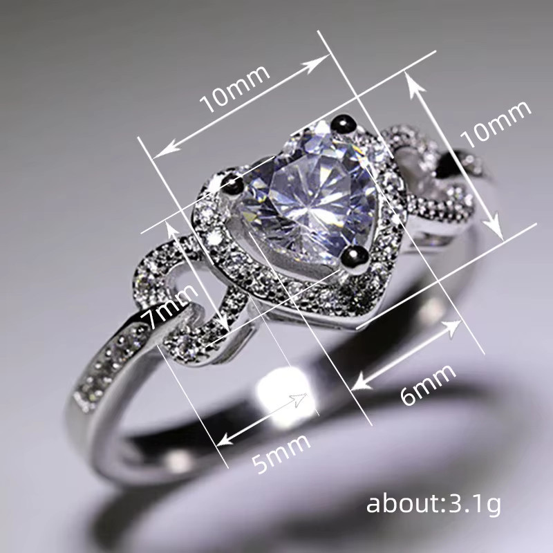 Huitan Ring, Silber, Zirkonia, Damen, Hochzeit, Verlobung - Bild 4
