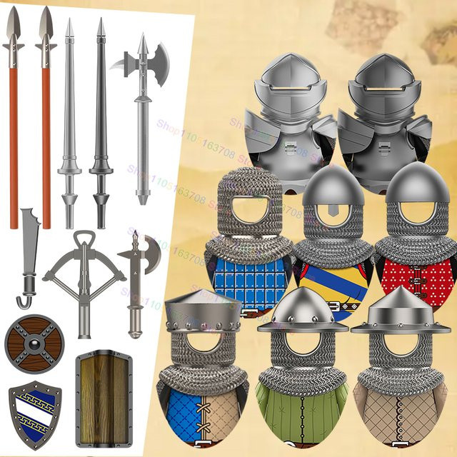 DR.TONG Militärische Armbrustsoldaten Charaktere, Ritter, Mini Actionfiguren, Mini Bausteine, Bunt / Mehrfarbig - Bild 1