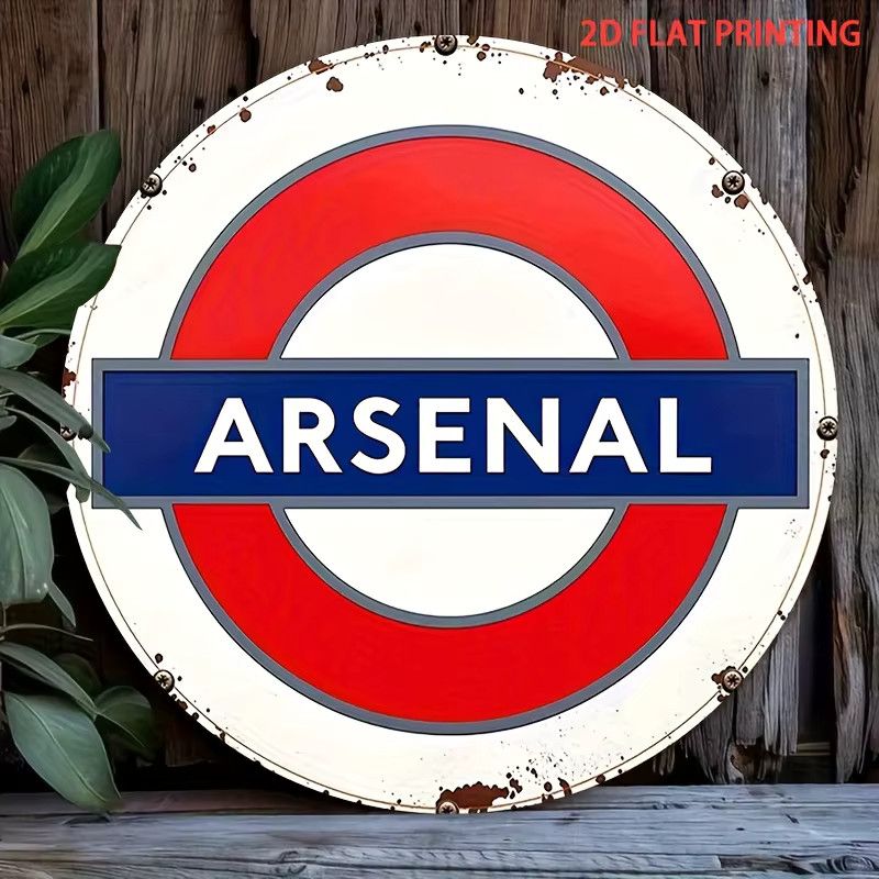 Modernes minimalistisches Blechschild Potdemiel Arsenal London Underground Symbol Design, Durchmesser: 20,32 cm - Bild 4