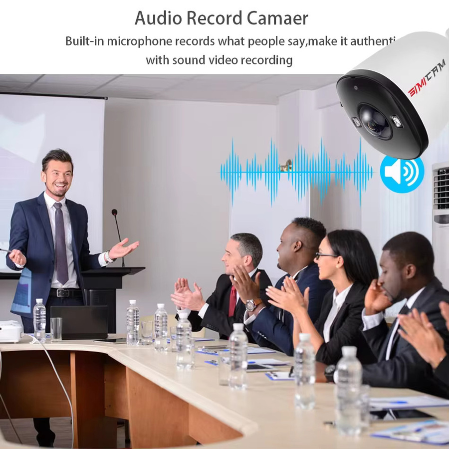 SIMICAM 4K 8MP PoE IP Überwachungskamera mit Weitwinkel-Objektiv, Farbnachtsicht und Smart Alarm, Weiß - Bild 3