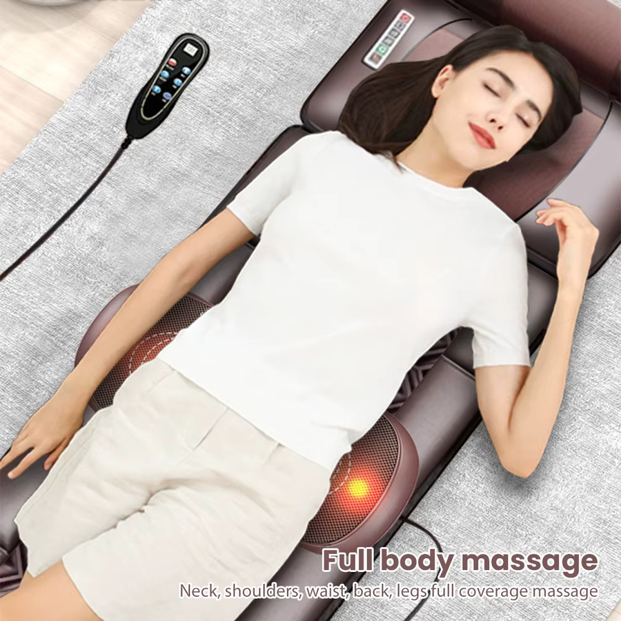 Seeiswork Elektrisch beheizte Ganzkörper-Massagematte in Braun mit Airbag-Rückenmassage und Vibrationsmassagekissen für Schulter, Nacken und Taille - Bild 2