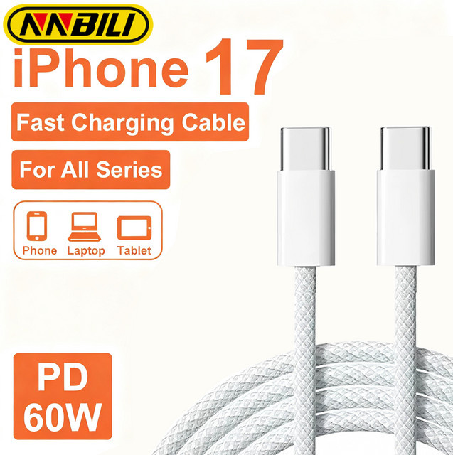 NNBILI Fast Charger PD 60W 6A USB-C Ladegerät in Grau für Apple iPhone 15 16 17 und Huawei - Bild 1