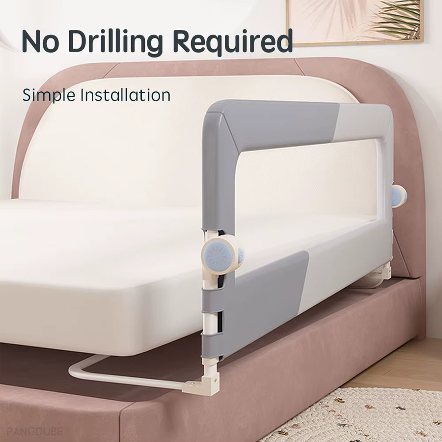 PANGDUBE Babybett-Sicherheitsgeländer höhenverstellbar mit schraubenfreier Installation als kindersichere Barriere - Bild 3