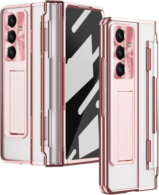 Transparente ultradünne Handyhülle mit Scharnierschutz für Samsung Galaxy Z Fold 7, 6 und 5 in Pink - Bild 1