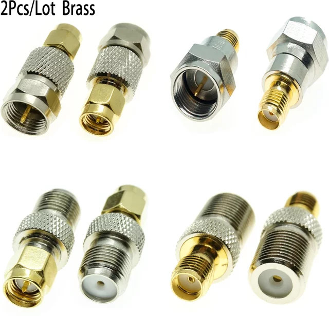 RFProMaker SMA auf F-Typ Adapter-Set, 2 Stück, koaxialer RF-Stecker Set, silber - Bild 1
