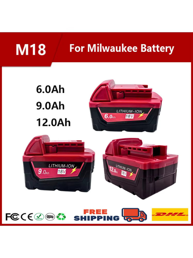 Milwaukee M18 Akkuladegerät 18V für Elektrowerkzeug-Akkus M18B5 48-11-1860 in Rot - Bild 2