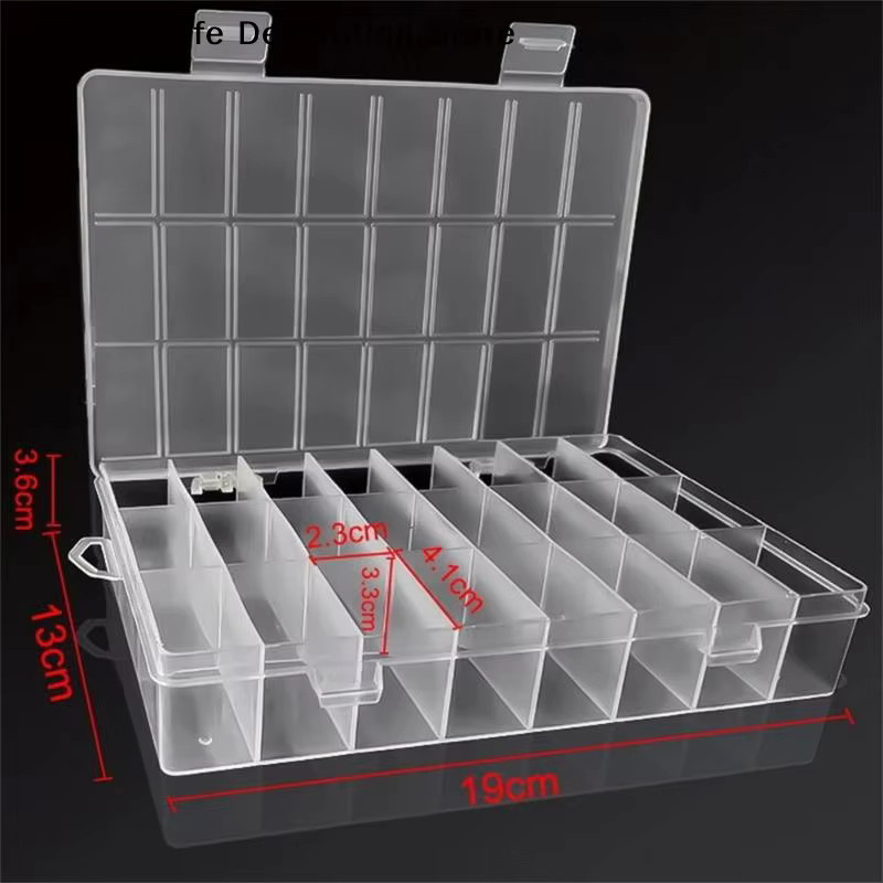 Transparente Kunststoff-Aufbewahrungsbox mit 24 Fächern als Organizer für Schmuck, Perlen und Bastelarbeiten, B/T/H: 19,0 x 13,0 x 1,0 cm - Bild 3