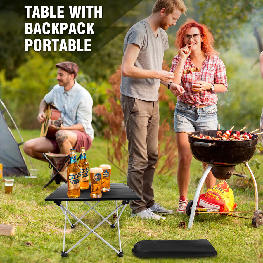 BRIEFNESS Tragbarer Klapptisch aus Aluminiumlegierung in Schwarz für Picknick, Camping, Garten und Terrasse - Bild 6