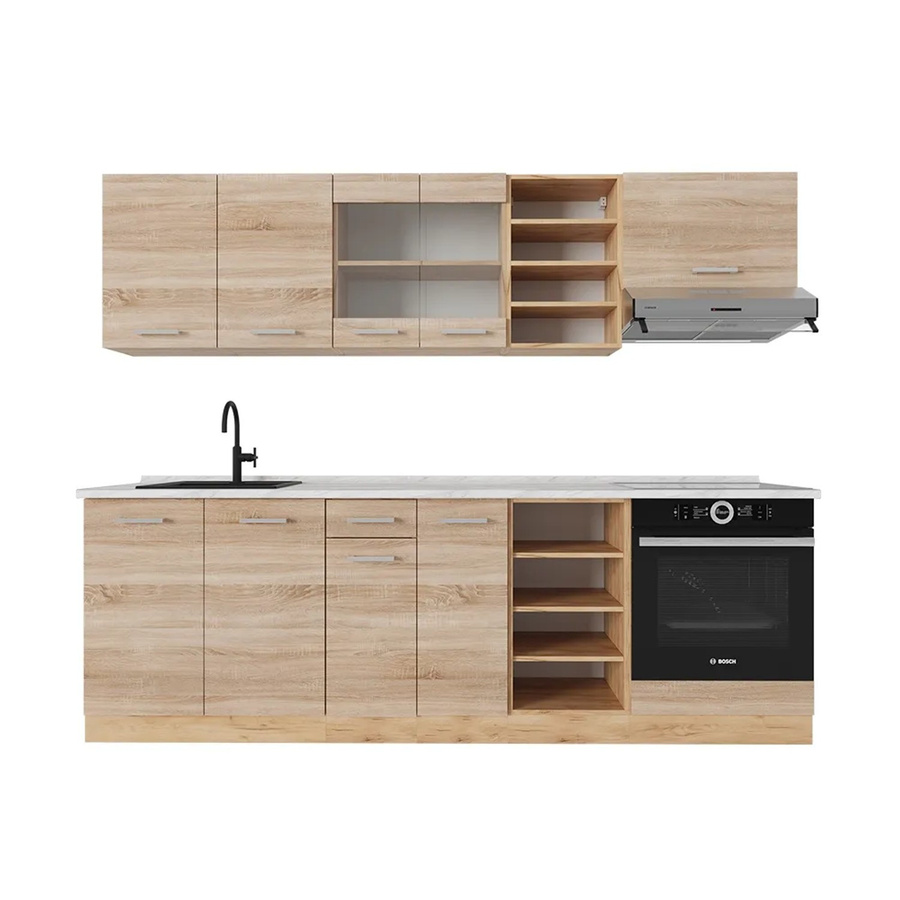 Vicco R-Line Küchenzeile Sonoma Eiche mit Marmor-Optik, Breite: 240 cm - Bild 2