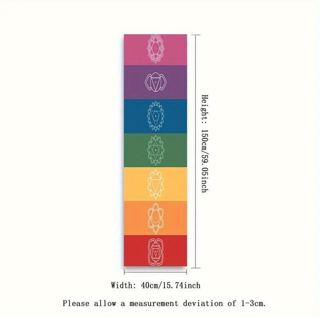 7 Chakra Regenbogen Wandtuch von JMG Household Supplies, vertikaler Wandbehang mit Chakra-Symbolen für Yoga und Meditation, Mehrfarbig, Breite: 40 cm, Höhe: 150 cm - Bild 1
