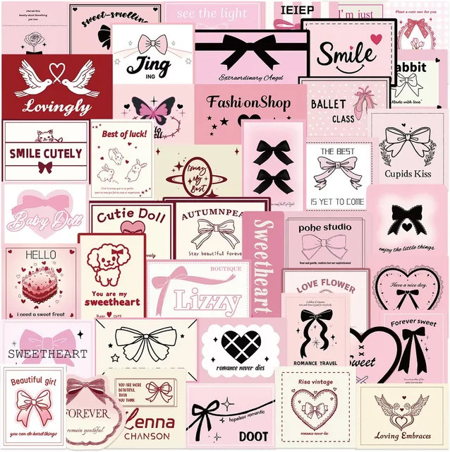 50 wasserfeste Graffiti-Aufkleber im Cartoon-Rosa-Ballett-Stil von Anime Worlds Store für die Dekoration von Gitarren, Notizbüchern und Gepäck - Bild 1