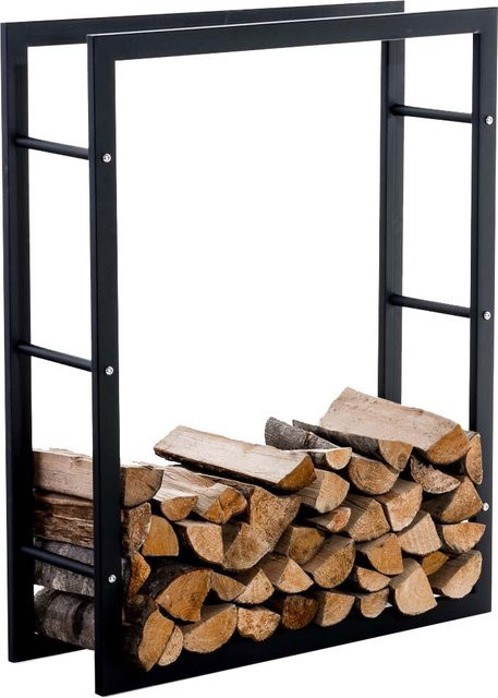 TPFLiving Kaminholzständer Kerry-III aus Metall in Schwarz Matt, B/T/H: 100 x 25 x 150 cm - Bild 1