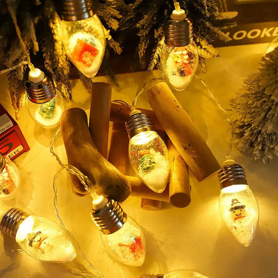 Peach Forest Weihnachtliche LED Schneekugel Lichterkette mit Santa Claus, Rentier und Puppen in Multicolour für Weihnachtsbaum und Dekoration - Bild 3