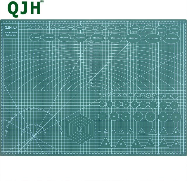 QJH Schneidematte aus PVC in Grün, selbstheilendes Schneidepad für Bastelarbeiten, Papier, Leder und Kunsthandwerk, B/B: 60 x 45 cm - Bild 1