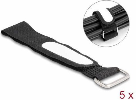 Delock Klettkabelbinder Schwarz, 5 Stück, Länge: 203 mm, Breite: 20 mm - Bild 1