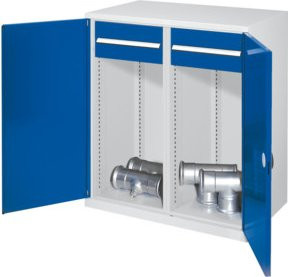 Kappes Schwerlastbeistellschrank Mod. 75 in Grau mit Doppelwandtüren, 2 Schubladen und Regalböden, B/T/H: 60 x 60 x 111 cm - Bild 1