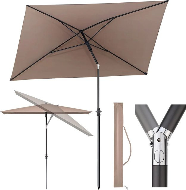 Sekey Balkonschirm Rechteckig in Taupe mit Schutzhülle, B/T: 210 x 140 cm - Bild 1