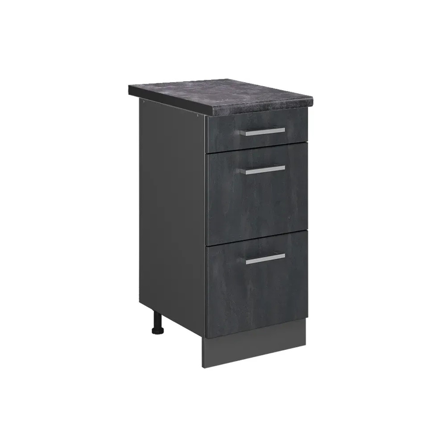Vicco Küchenunterschrank R-Line Schubladenschrank in Schwarz Beton und Anthrazit mit Arbeitsplatte, Breite: 40 cm - Bild 2