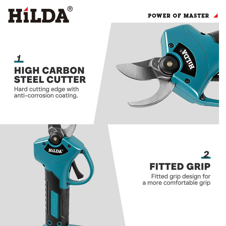 HILDA Elektrische Gartenschere mit bürstenlosem Motor für Makita LXT Akkus, professioneller Zweigschneider für Blumen und Obst - Bild 2