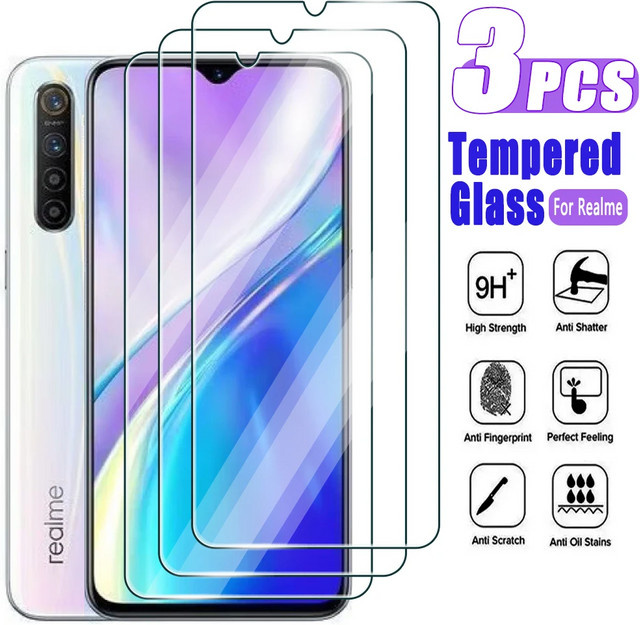 3-teiliges Displayschutzfolien-Set aus gehärtetem Glas für Realme X2 X3 X7 Pro Max und Realme X50 M 5G, transparent - Bild 1
