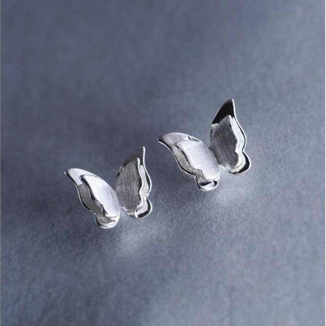 Ohrringe 925 Sterlingsilber, Schmetterling, grau, Damen - Bild 1