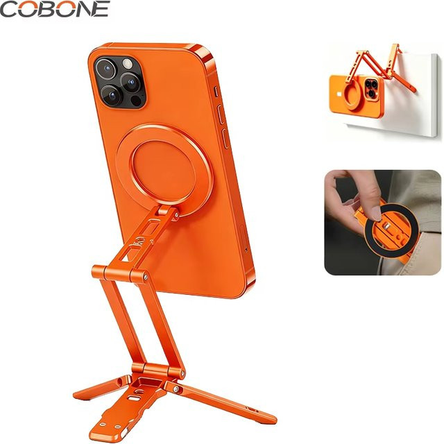 COBONE XILETU Smartphone Halterung in Orange, faltbar und verstellbar mit magnetischer Arca-Swiss-Handyhalterung für Vlogs und Desktop-Nutzung - Bild 1