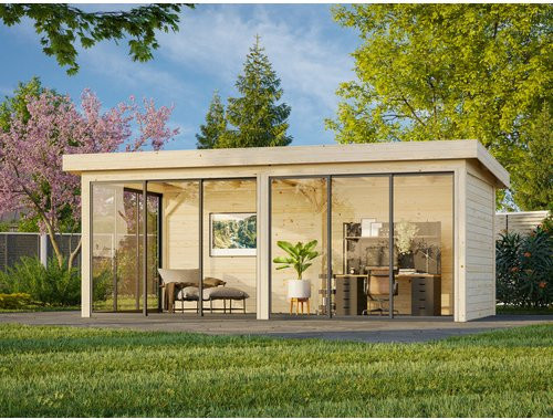 PALMAKO Pavillon Lenna Set 402 Slide aus Fichtenholz in Braun, Flachdach, B/H/T: 588 x 245 x 300 cm - Bild 1