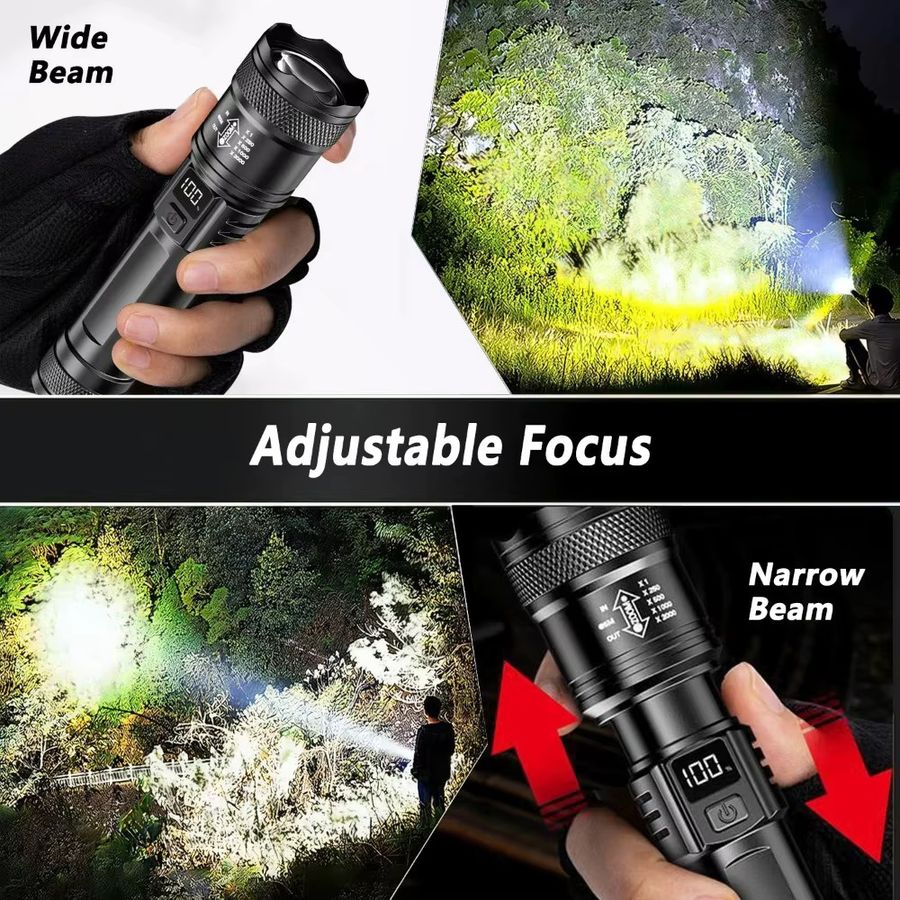 NEWBIRTH LED-Taschenlampe mit Display, wiederaufladbare USB-Taschenlampe mit Teleskop-Zoom - Bild 5