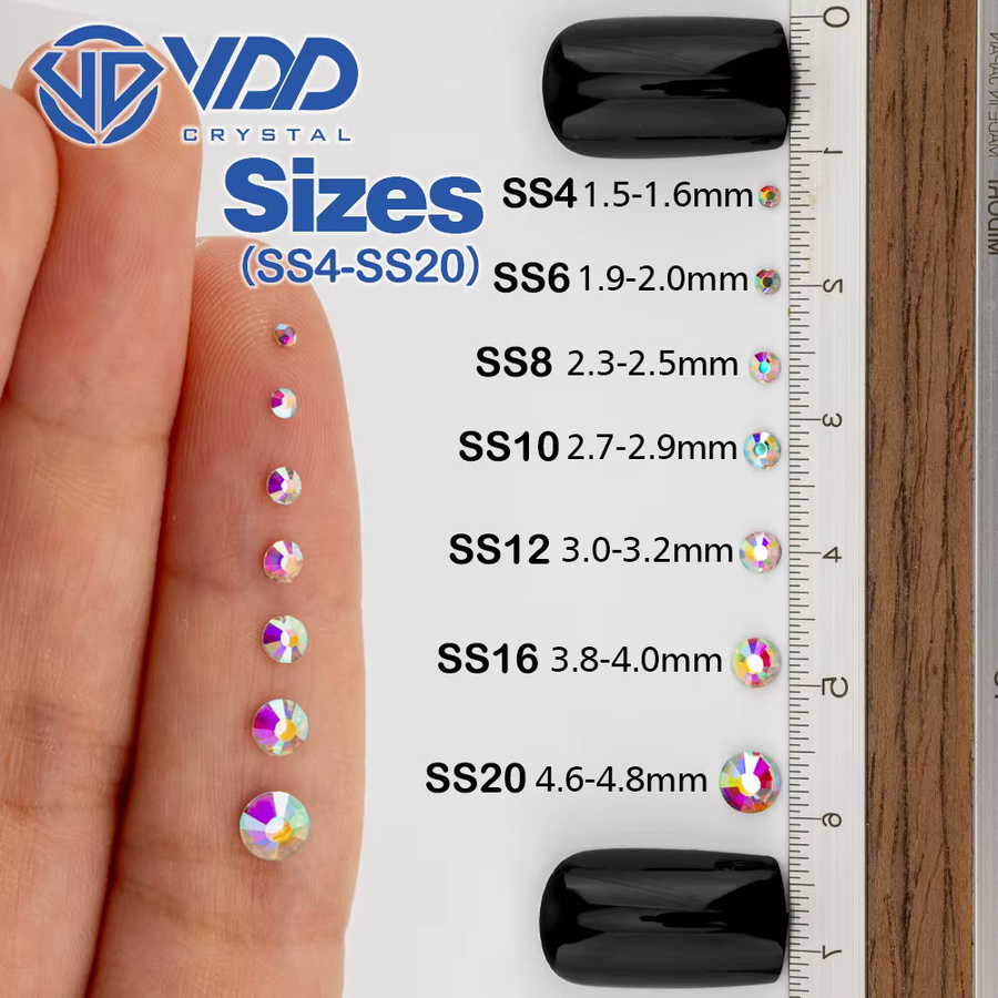 VDD Meer Licht Glas Strass Steine in Blau und Multicolour für Nail Art und DIY Handwerk SS4-SS20 FlatBack Kristall Glitter - Bild 3