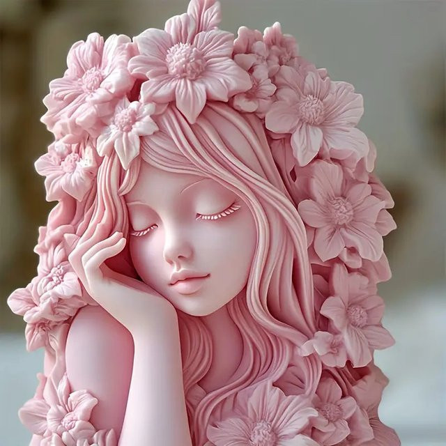 Exquisite Silikonform Göttinnen-Motiv mit flachem Relief in Pink für Kerzen und Aromatherapie - Bild 1