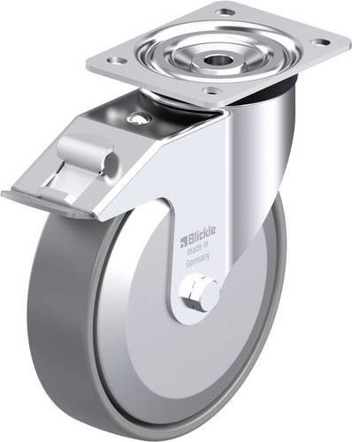 Blickle Stahlblech-Lenkrolle L-PO 200K-FI-ELS-FA in Silber, Rad-Durchmesser: 200 mm, Tragfähigkeit: 400 kg - Bild 1