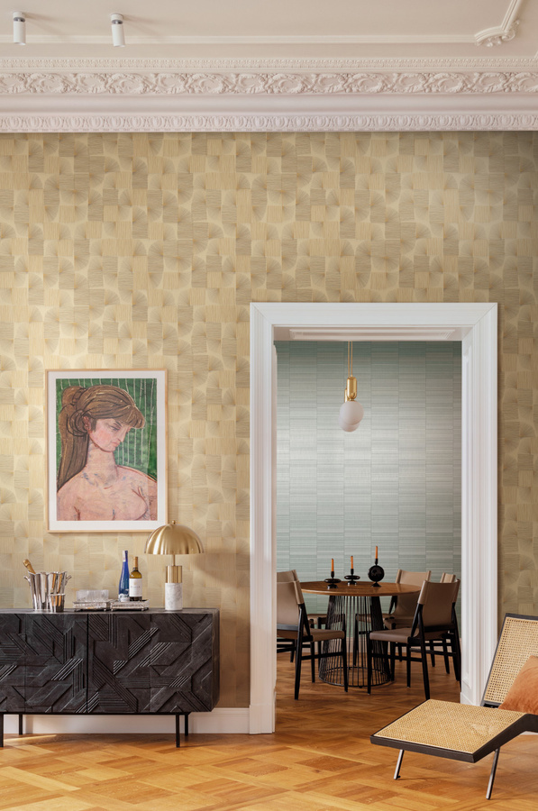 Jannelli & Volpi Tapete Maiko 7544 in Beige mit geometrischem Art Deco Design und abstraktem Muster aus Vlies - Bild 1