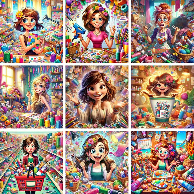 YUTTEE Diamantmalerei Porträt als Cartoon Kunst Mosaik mit runden Strasssteinen in Multicolour, B/H: 20 x 20 cm - Bild 1