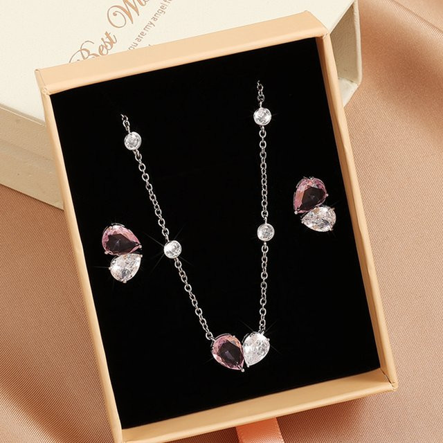 ZAKOL Schmuck-Set, Ohrring-Halsketten-Set, Roségold, Zirkonia, Damen - Bild 1