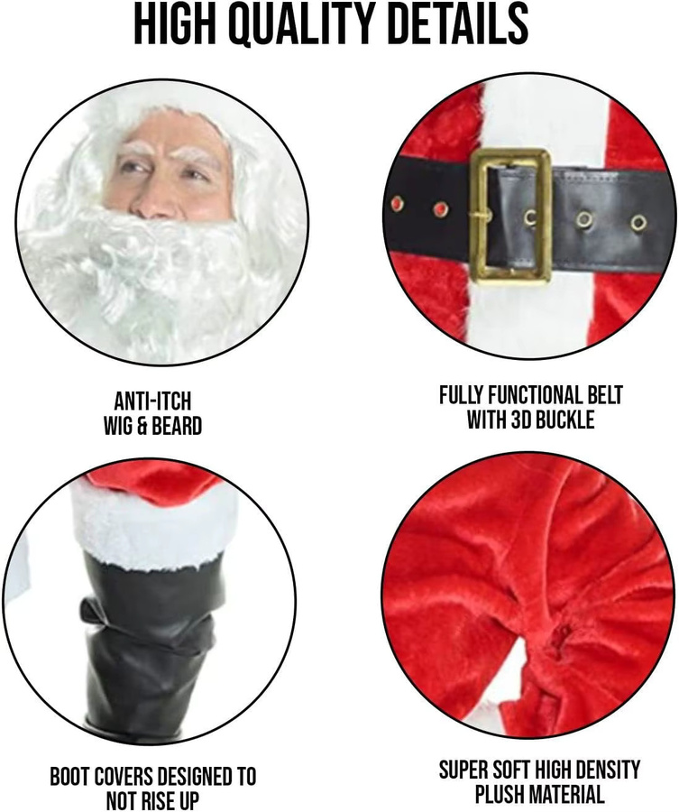 Hangchen Family Deluxe-Weihnachtsmann-Kostümset, 11-teiliges Set, Rot, Bunt / Mehrfarbig - Bild 3