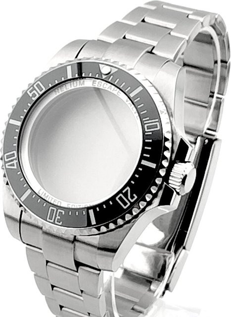 Uhrengehäuse Edelstahl, 43 mm, mechanisch, Saphirglas, schwarz, blau, grün - Bild 1