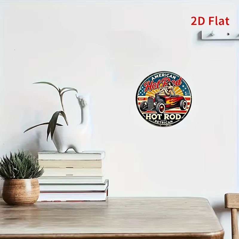Vintage Americana Hot Rod Retro Metall Wanddekoration von Potdemiel, rund, Durchmesser: 20 cm - Bild 6